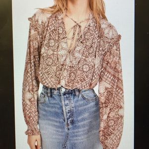 Free people little runaway blouse xs Euc
